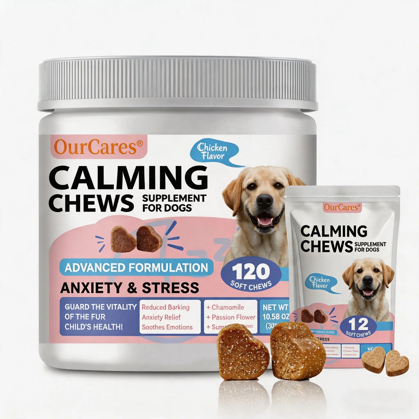 OURCARES Calming Bites for Dogs, Dog Composure & Calming Chews, Relief Soft Chew Pet Treats for Everyday Stress Support