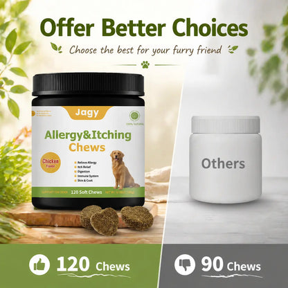 Jagy Omega-3 Allergy Relief Chews for Dogs - 120 Naturalsoft Chews Fish Oil Treats for Itchy Skin, Hot Spots & Shedding Advanced Skin & Coat Vitamins with Soothingsupport for Healthy Pet Skin & Coat,#Summervibes #Petlovers