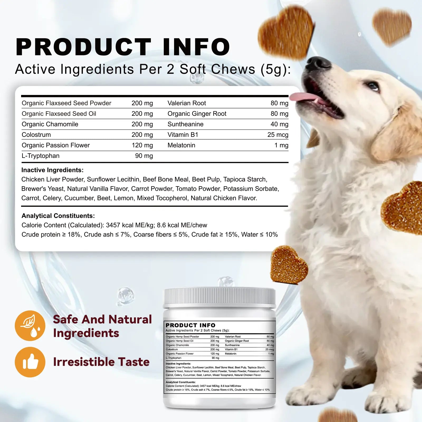 OURCARES Calming Bites for Dogs, Dog Composure & Calming Chews, Relief Soft Chew Pet Treats for Everyday Stress Support