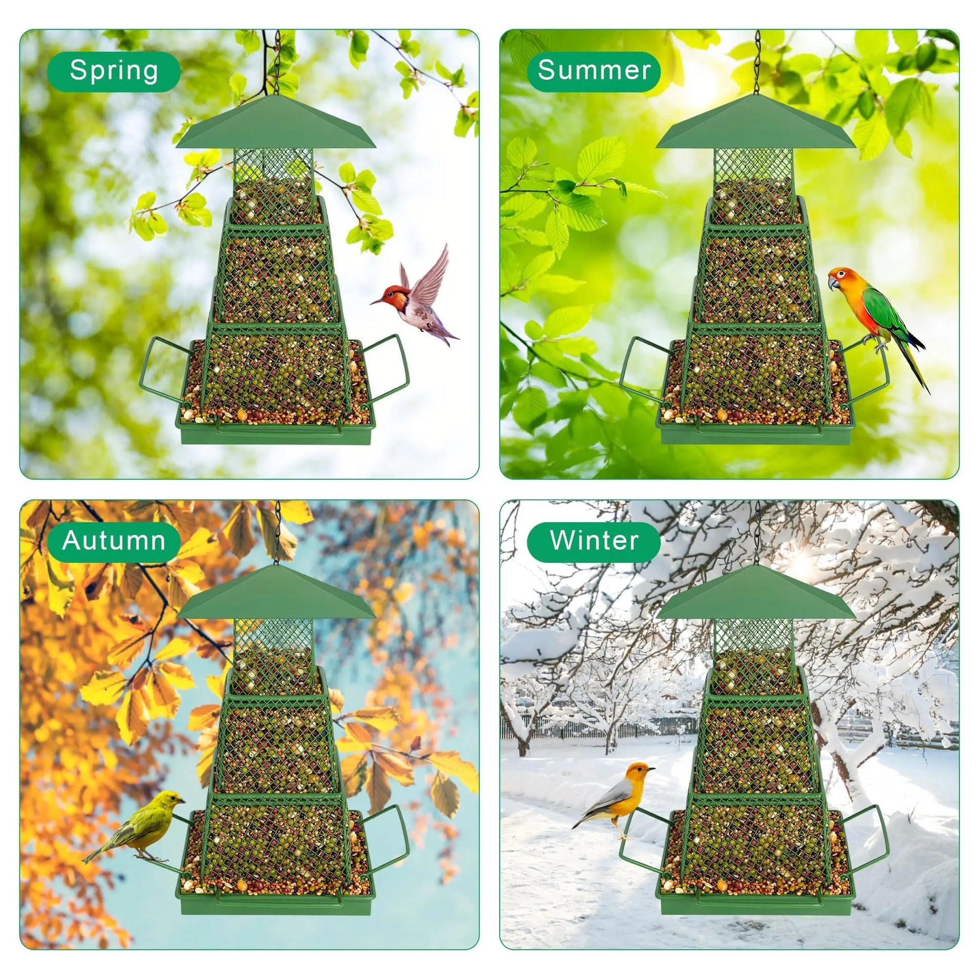 SVIDA Outdoor Hanging Bird Feeder, Retractable Large-Capacity Bird Feeder (4 Lb Capacity), Suitable for Goldfinch, Cardinal, Blue Jay, Squirrel-Proof, Waterproof Bird Feeder, Suitable for Gardens and Patios.