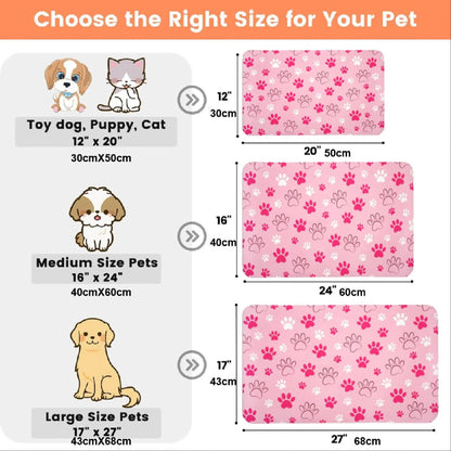 Quick Drying Absorbent Pet Feeding Mat with Paws for Dogs and Cats, Non-Slip Rubber Bottom, Dark Polyester Surface for Indoor Use
