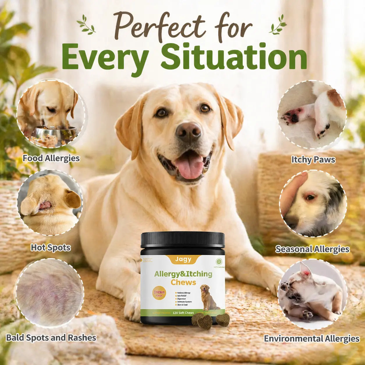 Jagy Omega-3 Allergy Relief Chews for Dogs - 120 Naturalsoft Chews Fish Oil Treats for Itchy Skin, Hot Spots & Shedding Advanced Skin & Coat Vitamins with Soothingsupport for Healthy Pet Skin & Coat,#Summervibes #Petlovers