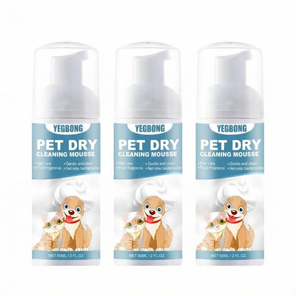 Pet Dry Wash Foam Shampoo for Kittens & Dogs — No Rinse Needed, Eliminates Odors, Smooths Coat, Cleanses Fur