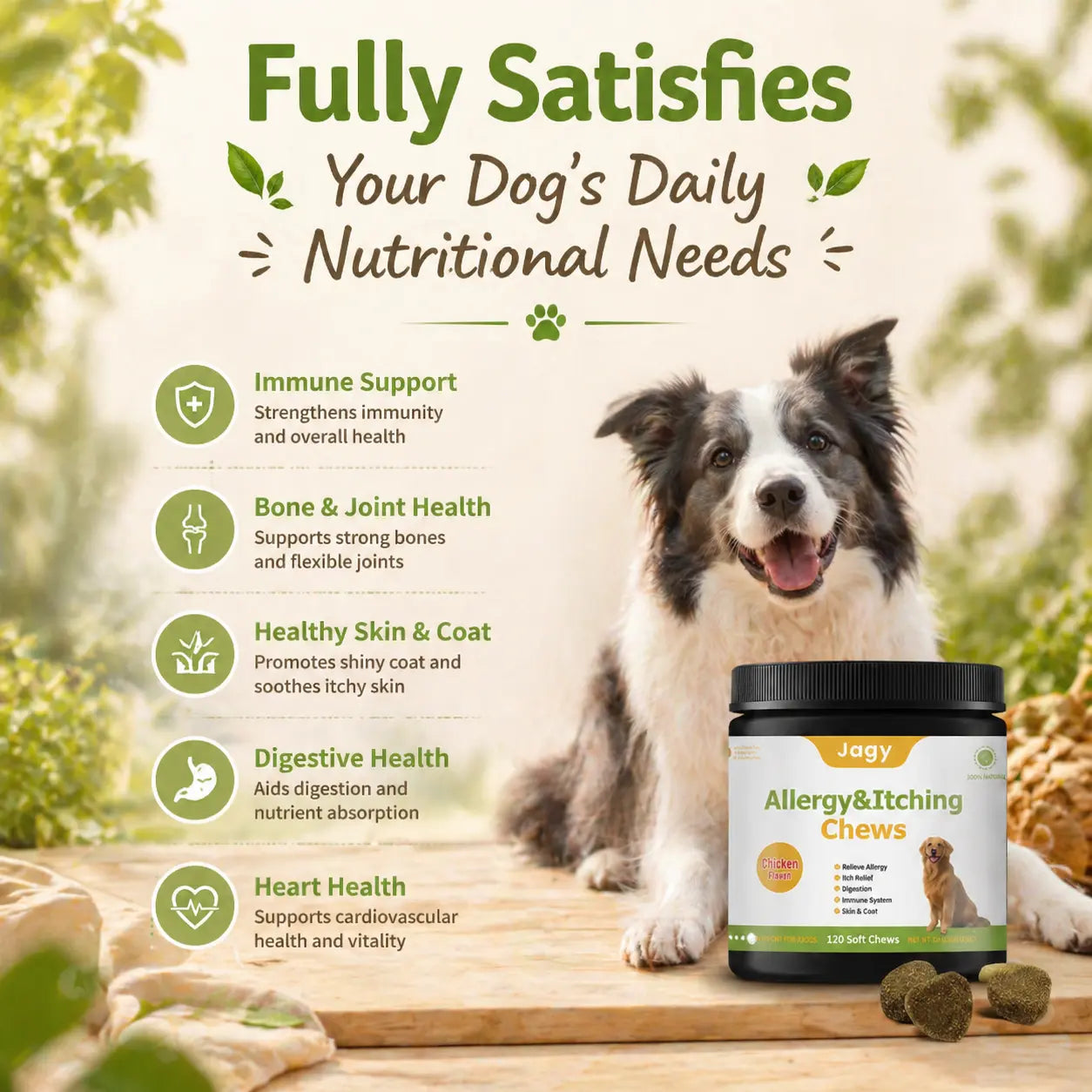 Jagy Omega-3 Allergy Relief Chews for Dogs - 120 Naturalsoft Chews Fish Oil Treats for Itchy Skin, Hot Spots & Shedding Advanced Skin & Coat Vitamins with Soothingsupport for Healthy Pet Skin & Coat,#Summervibes #Petlovers