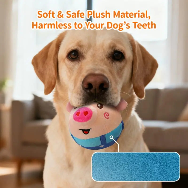 Cute Sensory Pig-Shaped Interactive Dog Toy, Rechargeable Jumping Squeaky Chew Toy with Recording & Music Modes, Moving Pet Supply for Play Engagement with All Dog Sizes