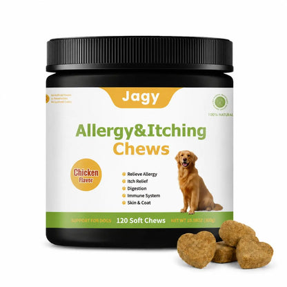 Jagy Omega-3 Allergy Relief Chews for Dogs - 120 Naturalsoft Chews Fish Oil Treats for Itchy Skin, Hot Spots & Shedding Advanced Skin & Coat Vitamins with Soothingsupport for Healthy Pet Skin & Coat,#Summervibes #Petlovers