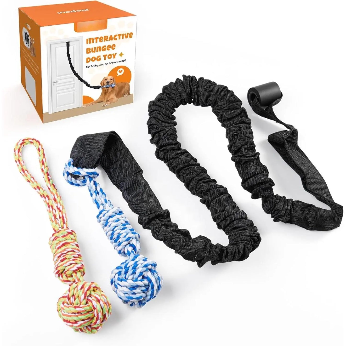Spring Pole Rope Toys - Tug of War for Pitbull Medium to Large Dogs, Indoor Outdoor Use Bungee Exercise Ropes Builder Interactive Toys (Door Style)