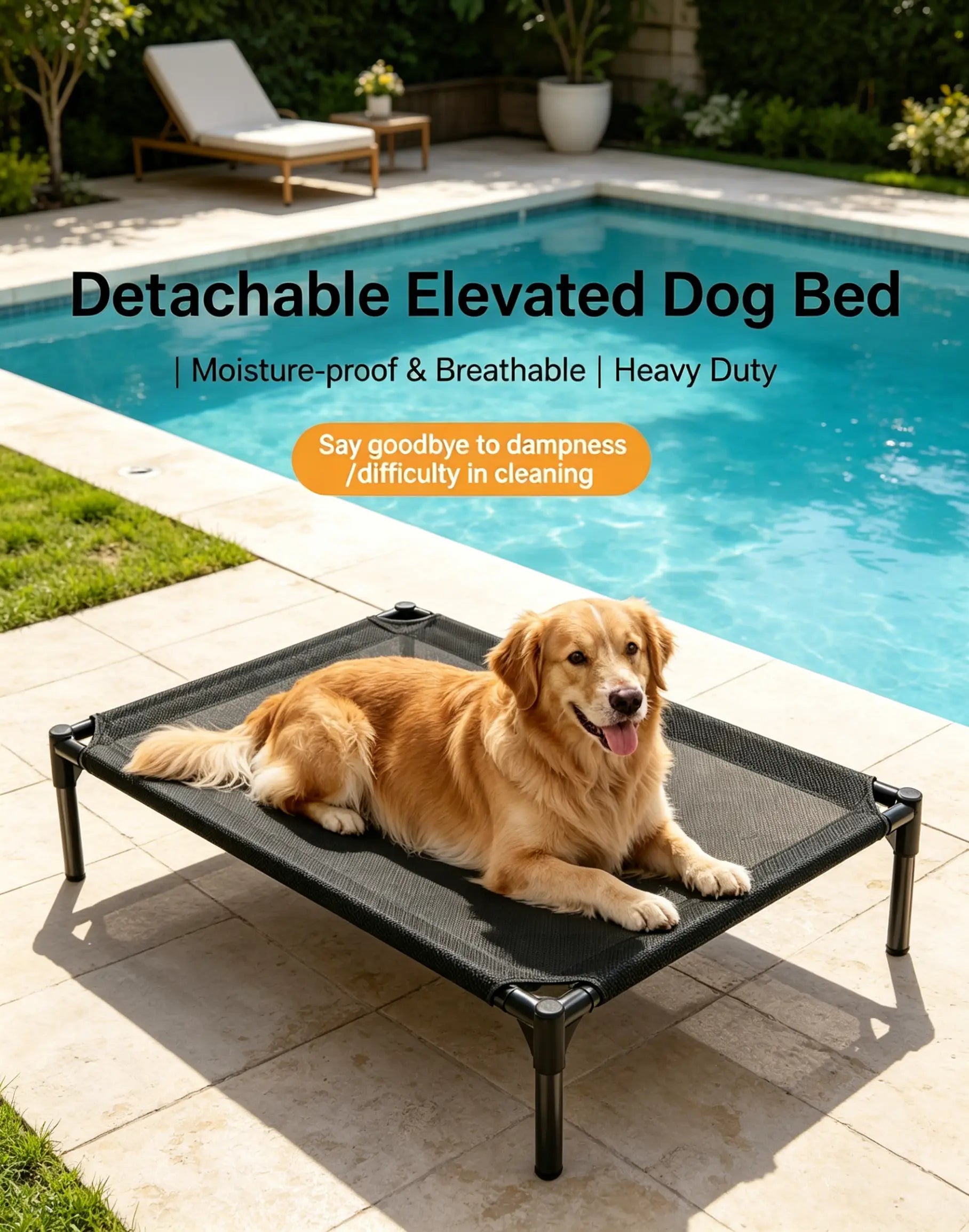 Elevated Dog Bed for Large Dogs, Portable Raised Dog Cot with Breathable Mesh, Supports up to 90Lbs, Foldable Elevated Pet Bed for Indoor & Outdoor Use Belgian Malinois,Summervibes