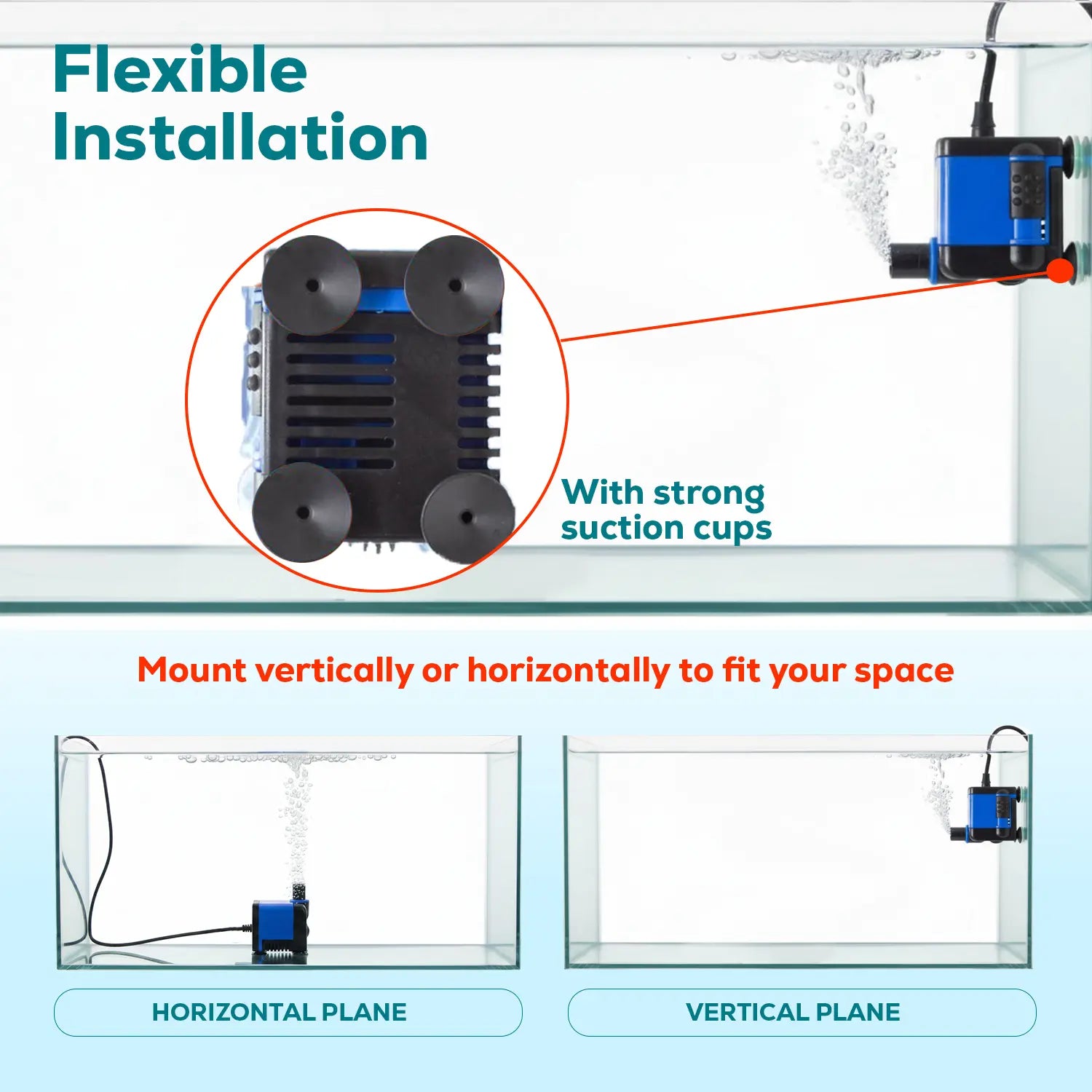 133 GPH Submersible Pump Powerhead Compact Efficient Water Pump for Fountains Aquariums Hydroponics 6.5W Quiet Operation Multi-Purpose Use Adjustable Flow Rate Tool-Free Maintenance