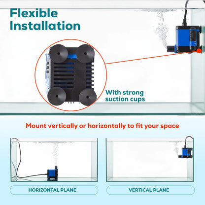 133 GPH Submersible Pump Powerhead Compact Efficient Water Pump for Fountains Aquariums Hydroponics 6.5W Quiet Operation Multi-Purpose Use Adjustable Flow Rate Tool-Free Maintenance