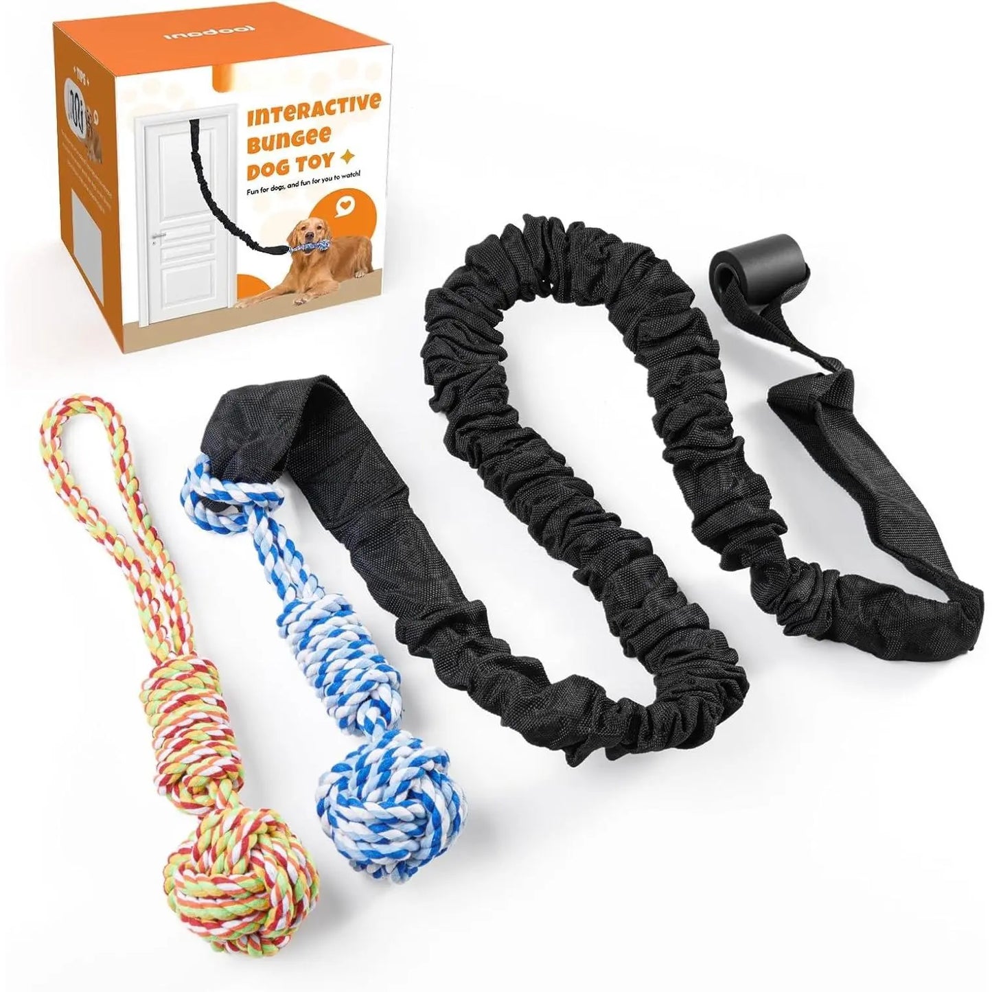 Spring Pole Rope Toys - Tug of War for Pitbull Medium to Large Dogs, Indoor Outdoor Use Bungee Exercise Ropes Builder Interactive Toys (Door Style)
