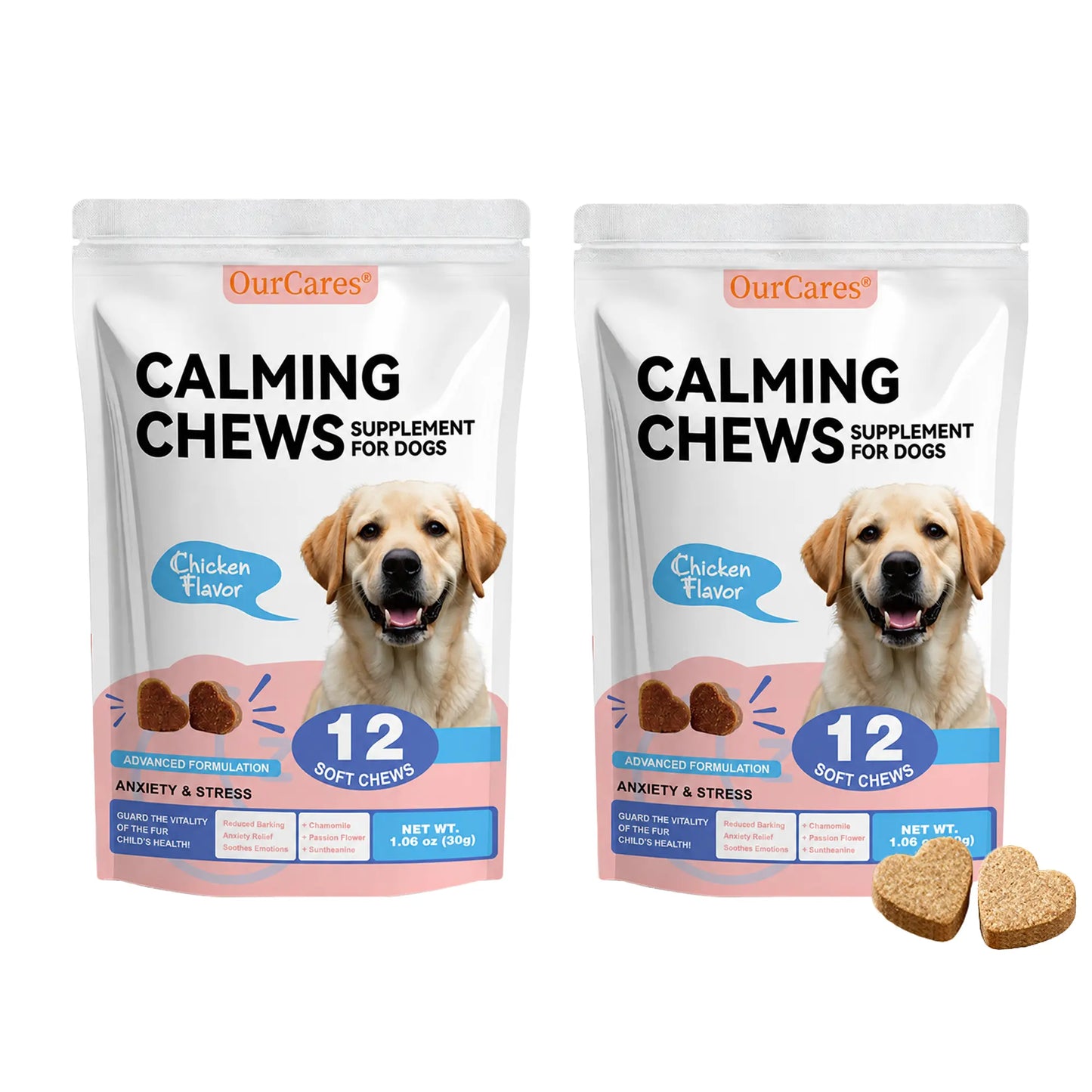 OURCARES Calming Bites for Dogs, Dog Composure & Calming Chews, Relief Soft Chew Pet Treats for Everyday Stress Support