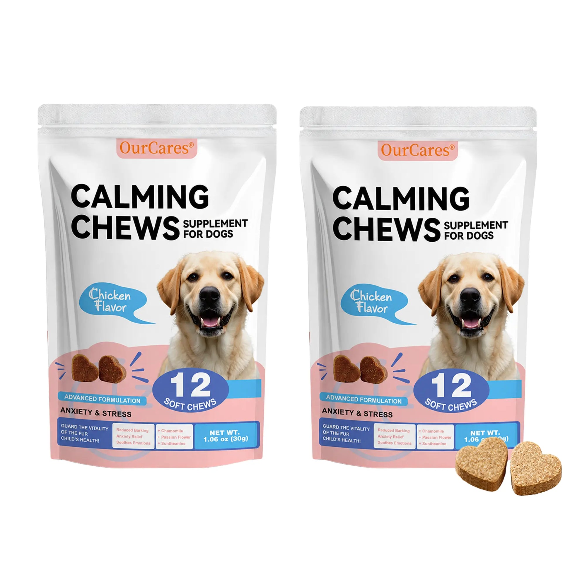 OURCARES Calming Bites for Dogs, Dog Composure & Calming Chews, Relief Soft Chew Pet Treats for Everyday Stress Support