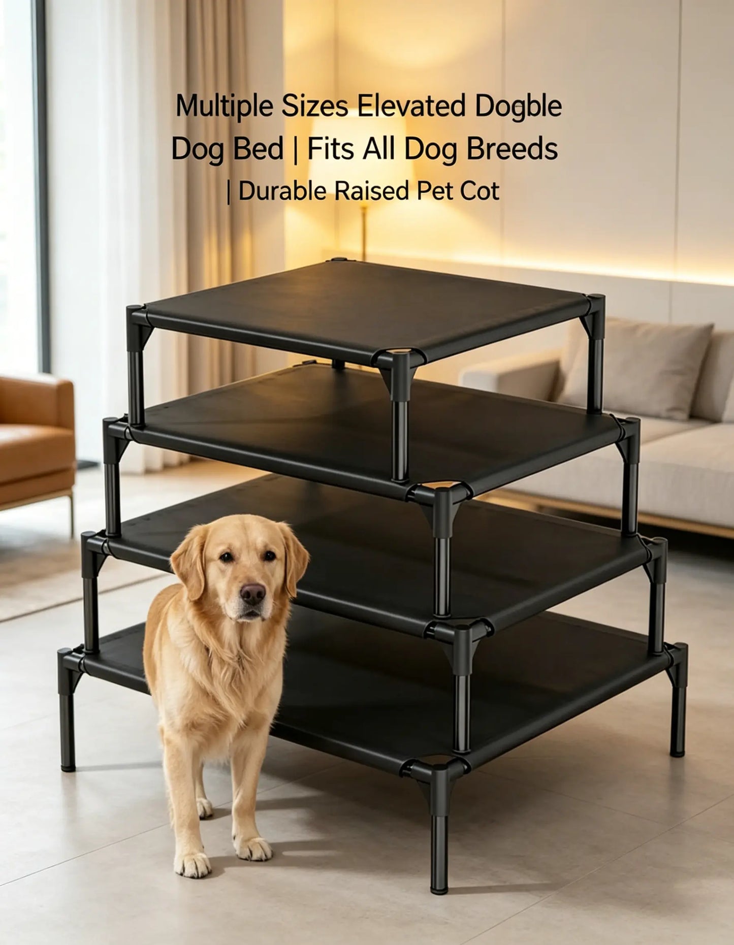 Elevated Dog Bed for Large Dogs, Portable Raised Dog Cot with Breathable Mesh, Supports up to 90Lbs, Foldable Elevated Pet Bed for Indoor & Outdoor Use Belgian Malinois,Summervibes