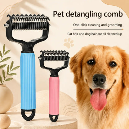 Universal Double-Sided Stainless Steel Pet Detangling Comb, Practical Dog Grooming Tool for Daily Coat Care, Effectively Removes Loose Hair and Shedding Fur, Easy to Use Essential Accessory for All Breeds of Dogs at Home