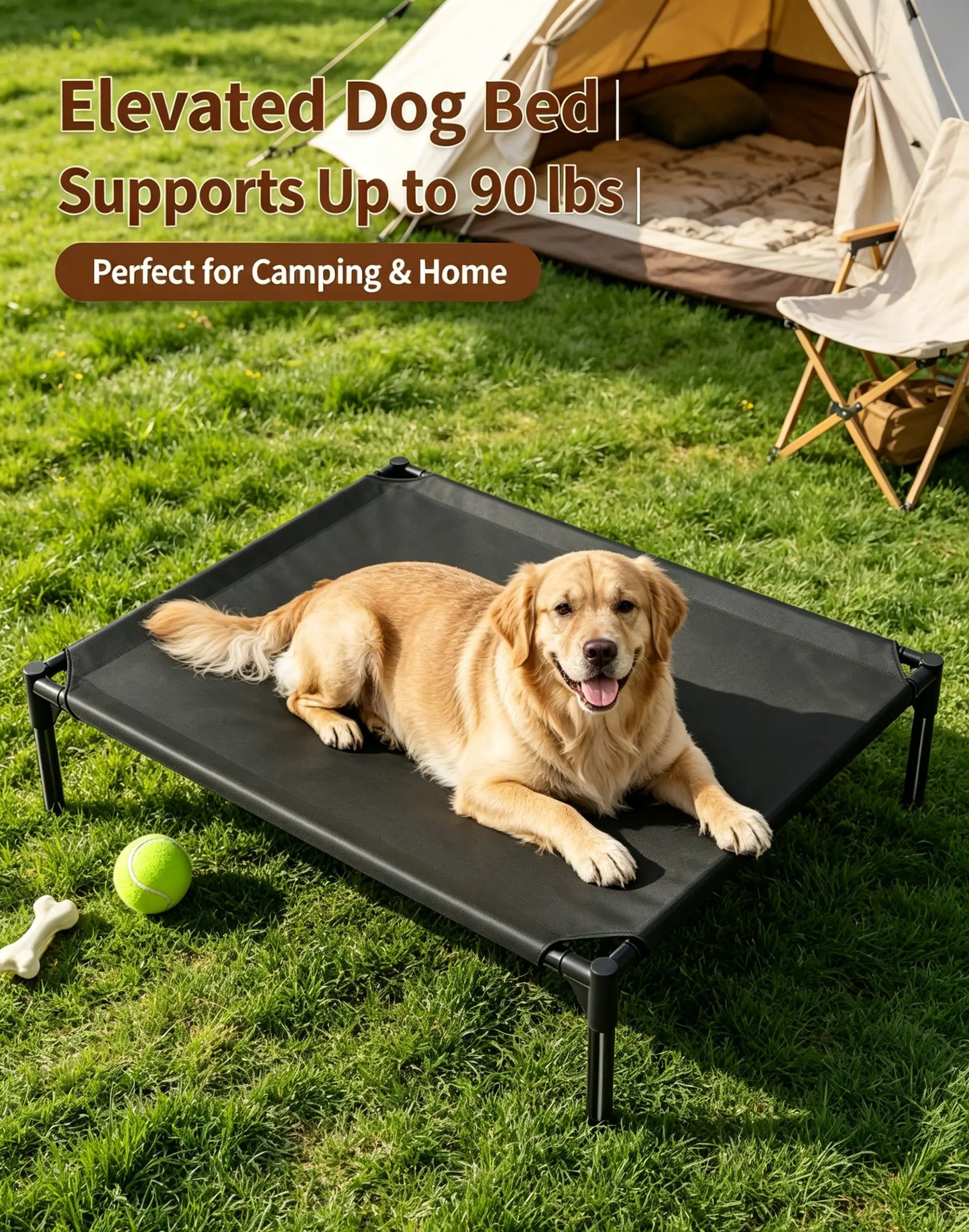 Elevated Dog Bed for Large Dogs, Portable Raised Dog Cot with Breathable Mesh, Supports up to 90Lbs, Foldable Elevated Pet Bed for Indoor & Outdoor Use Belgian Malinois,Summervibes