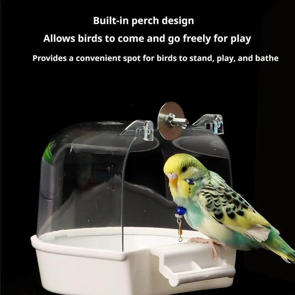 Large Transparent Bird Bath Box, Portable Durable PP Pet Bathtub, Waterproof Easy Carry Toy for Parrots and Finches, Bird Supplies