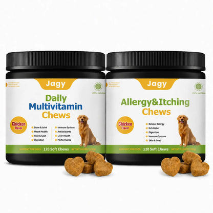 Jagy Omega-3 Allergy Relief Chews for Dogs - 120 Naturalsoft Chews Fish Oil Treats for Itchy Skin, Hot Spots & Shedding Advanced Skin & Coat Vitamins with Soothingsupport for Healthy Pet Skin & Coat,#Summervibes #Petlovers