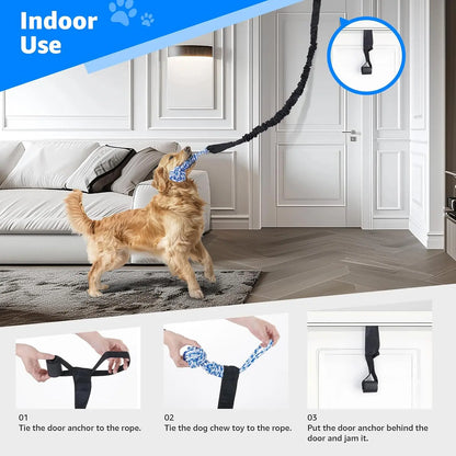 Spring Pole Rope Toys - Tug of War for Pitbull Medium to Large Dogs, Indoor Outdoor Use Bungee Exercise Ropes Builder Interactive Toys (Door Style)
