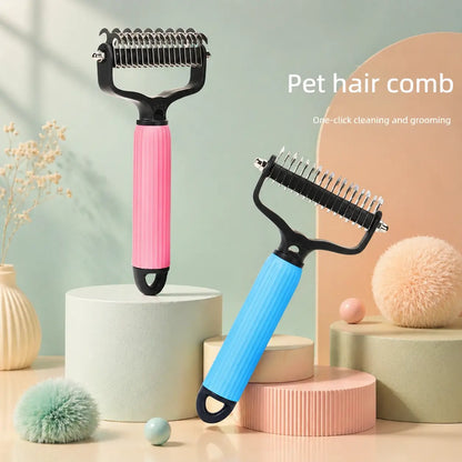 Universal Double-Sided Stainless Steel Pet Detangling Comb, Practical Dog Grooming Tool for Daily Coat Care, Effectively Removes Loose Hair and Shedding Fur, Easy to Use Essential Accessory for All Breeds of Dogs at Home