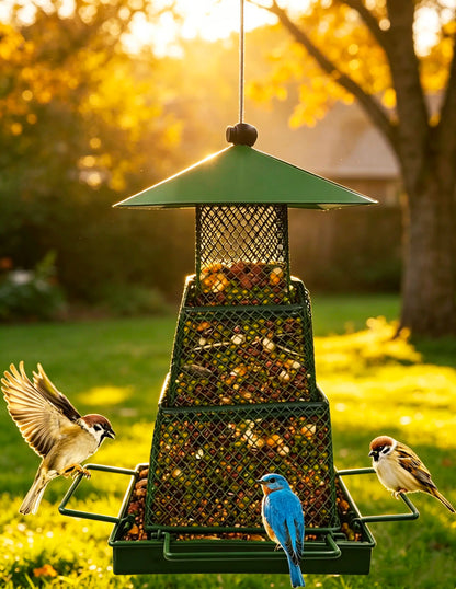 SVIDA Outdoor Hanging Bird Feeder, Retractable Large-Capacity Bird Feeder (4 Lb Capacity), Suitable for Goldfinch, Cardinal, Blue Jay, Squirrel-Proof, Waterproof Bird Feeder, Suitable for Gardens and Patios.