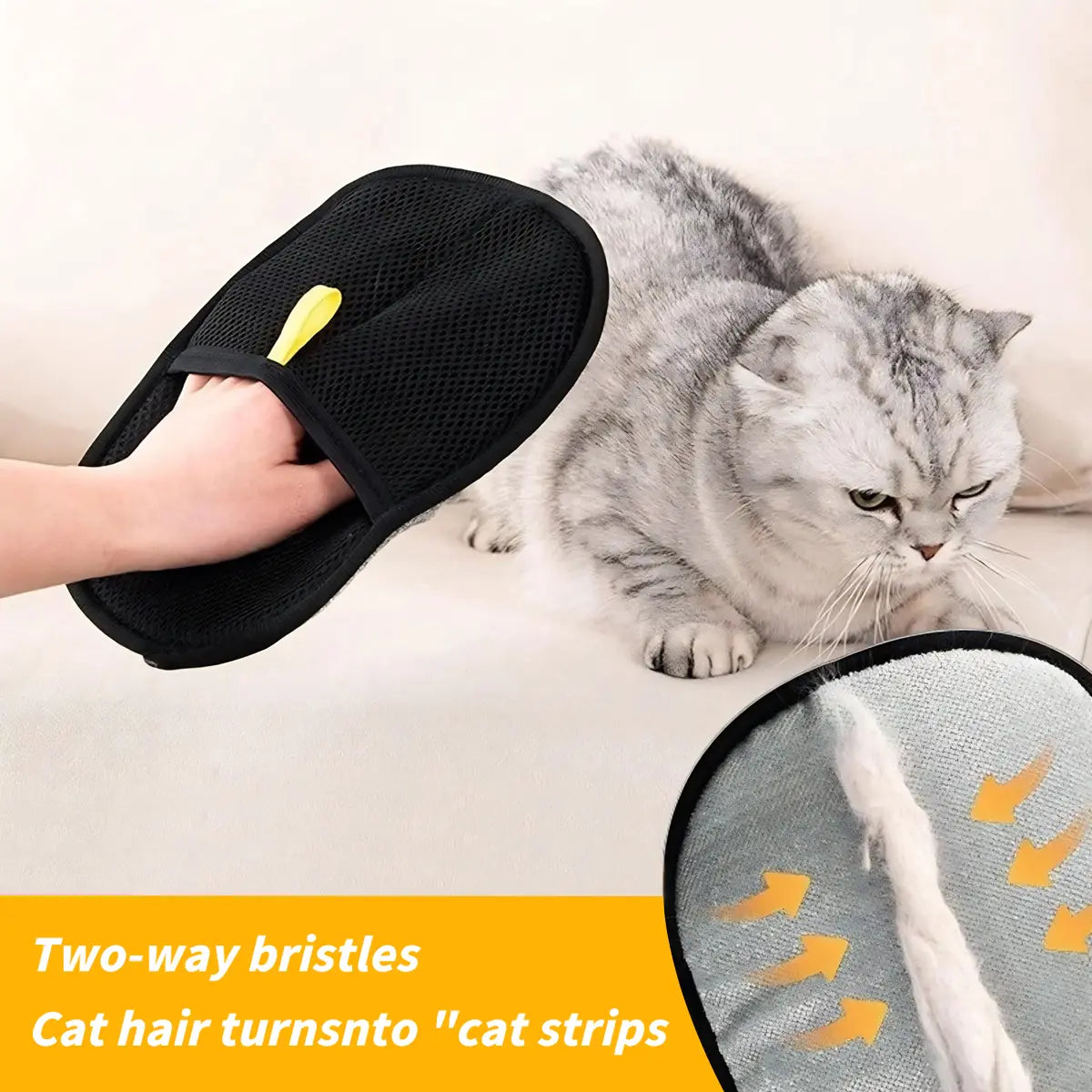Electrostatic Pet Hair Removal Glove - Deshedding Grooming Tool with Silicone Teeth, Reusable, Easy Horizontal Use, Quick Cleanup, Multi-Surface for Dogs & Cats (Carpet, Couch),Summervibes