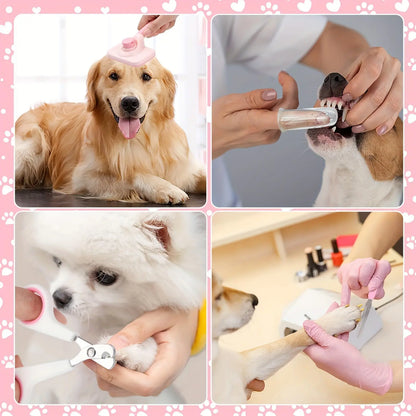 8-In-1 Pet Grooming Kit - Dog & Cat Brush Set with Dematting Comb, Slicker Brush, Nail Clipper & Trimmer - Removes Tangles, Shedding Hair, Dirt & Mats,Your Pet’S Coat Tangle-Free & Shiny, Stress-Free Dog Cat Grooming,Pet Products, Cat Stuff, Dog Stuff, D