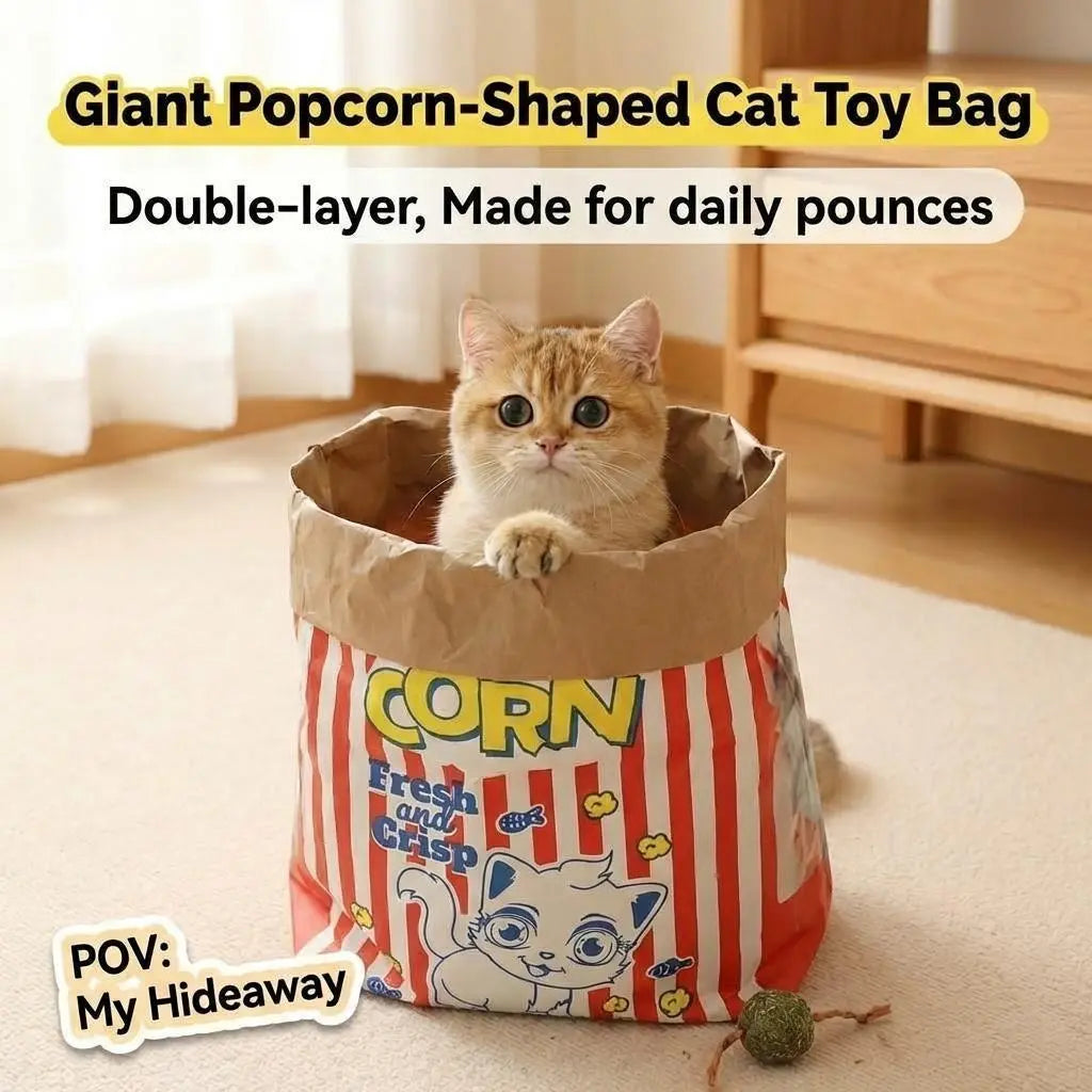 Upgrade Cat Crinkle Bag Toy Giant Paper Bag Tunnel for Indoor Cats, Collapsible 29.5 X 13.8 Inch Interactive Hideaway with Crinkle Sound for Kittens, Rabbits, Ferrets