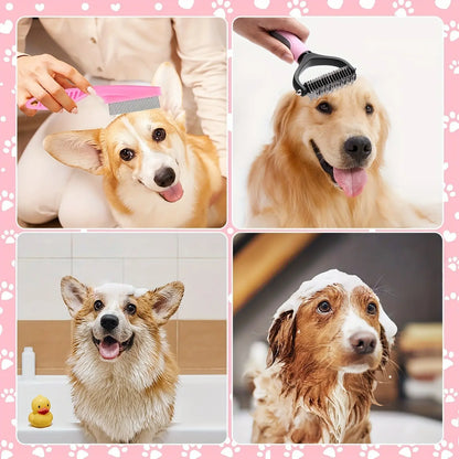 8-In-1 Pet Grooming Kit - Dog & Cat Brush Set with Dematting Comb, Slicker Brush, Nail Clipper & Trimmer - Removes Tangles, Shedding Hair, Dirt & Mats,Your Pet’S Coat Tangle-Free & Shiny, Stress-Free Dog Cat Grooming,Pet Products, Cat Stuff, Dog Stuff, D