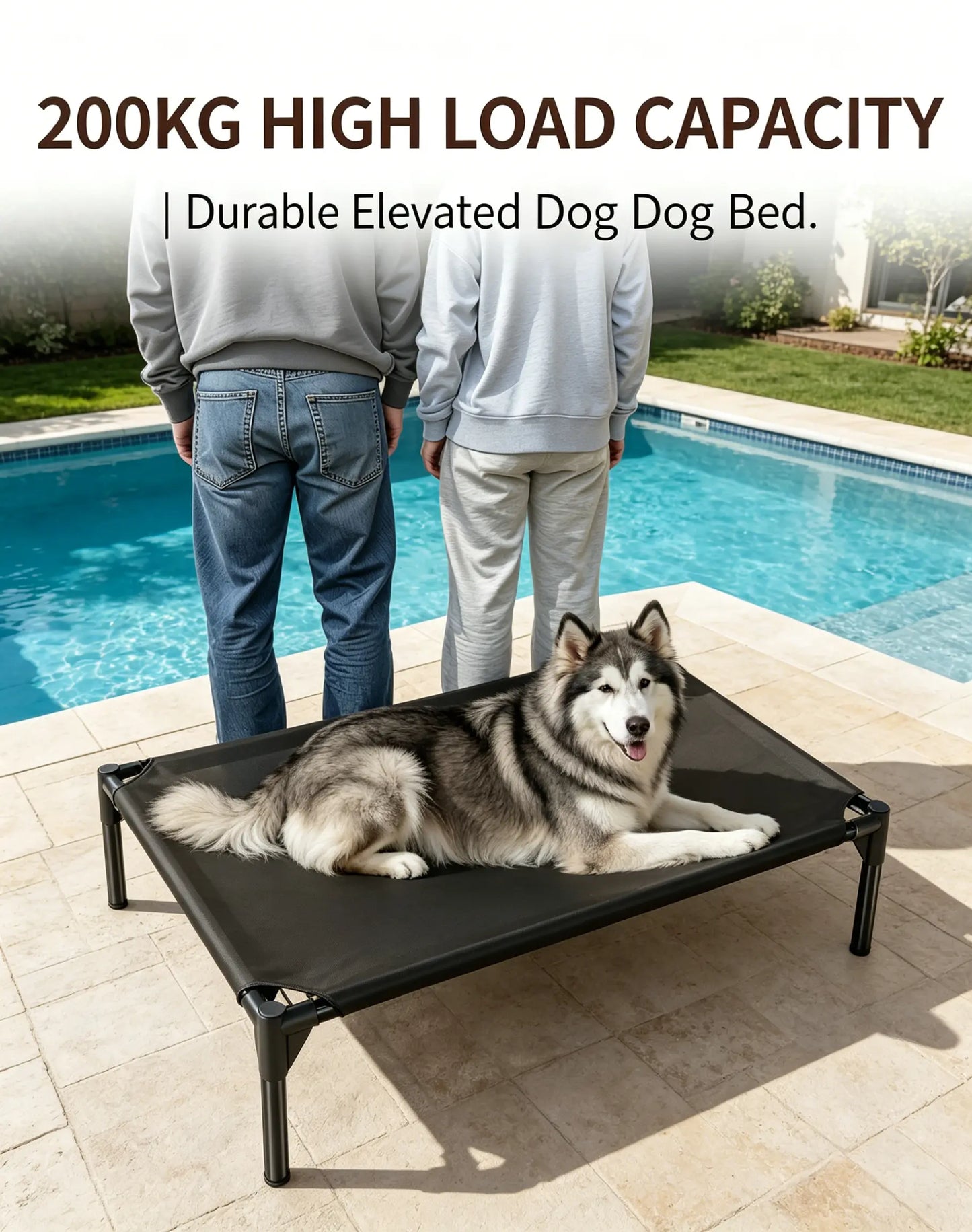 Elevated Dog Bed for Large Dogs, Portable Raised Dog Cot with Breathable Mesh, Supports up to 90Lbs, Foldable Elevated Pet Bed for Indoor & Outdoor Use Belgian Malinois,Summervibes