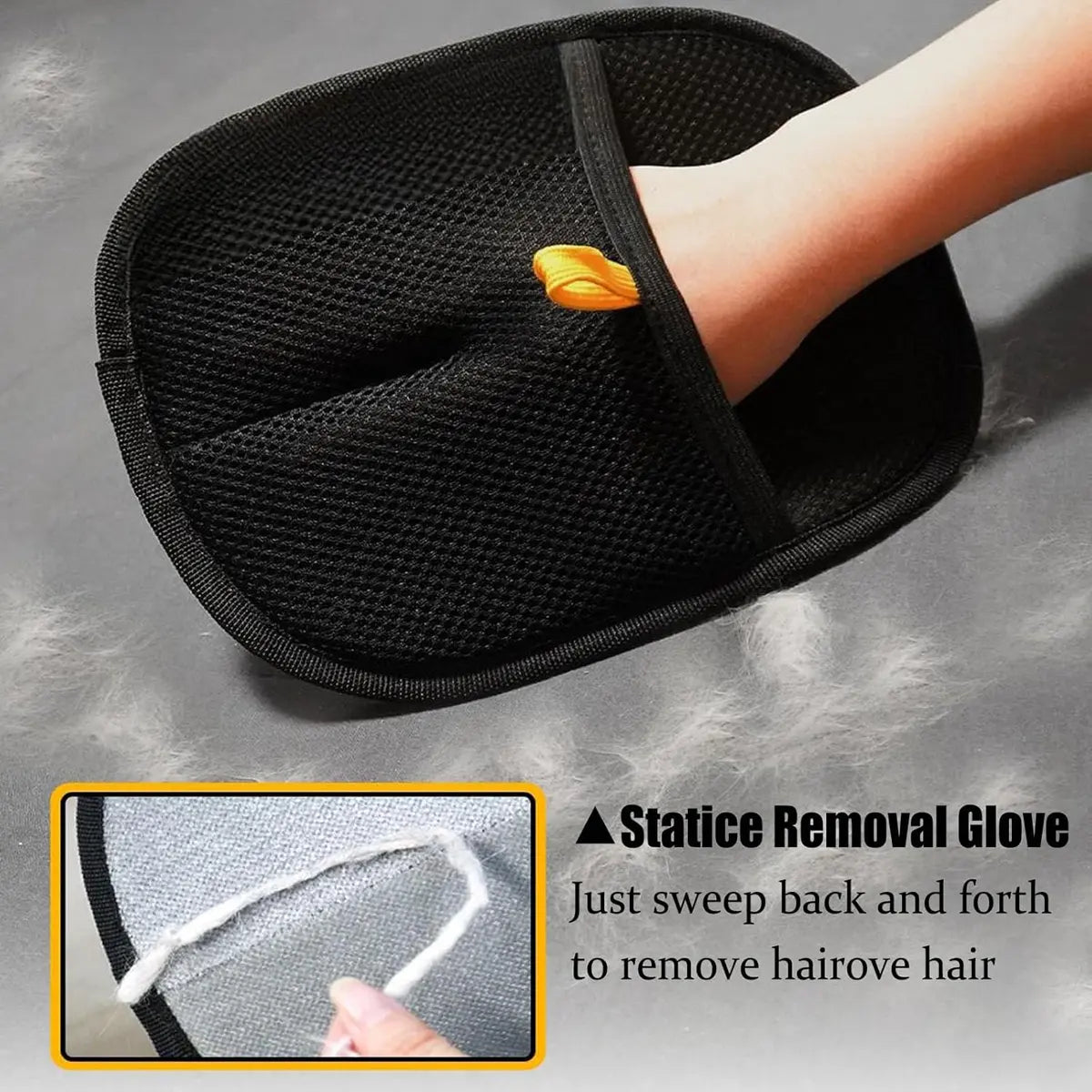 Electrostatic Pet Hair Removal Glove - Deshedding Grooming Tool with Silicone Teeth, Reusable, Easy Horizontal Use, Quick Cleanup, Multi-Surface for Dogs & Cats (Carpet, Couch),Summervibes
