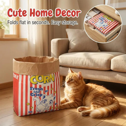 Upgrade Cat Crinkle Bag Toy Giant Paper Bag Tunnel for Indoor Cats, Collapsible 29.5 X 13.8 Inch Interactive Hideaway with Crinkle Sound for Kittens, Rabbits, Ferrets