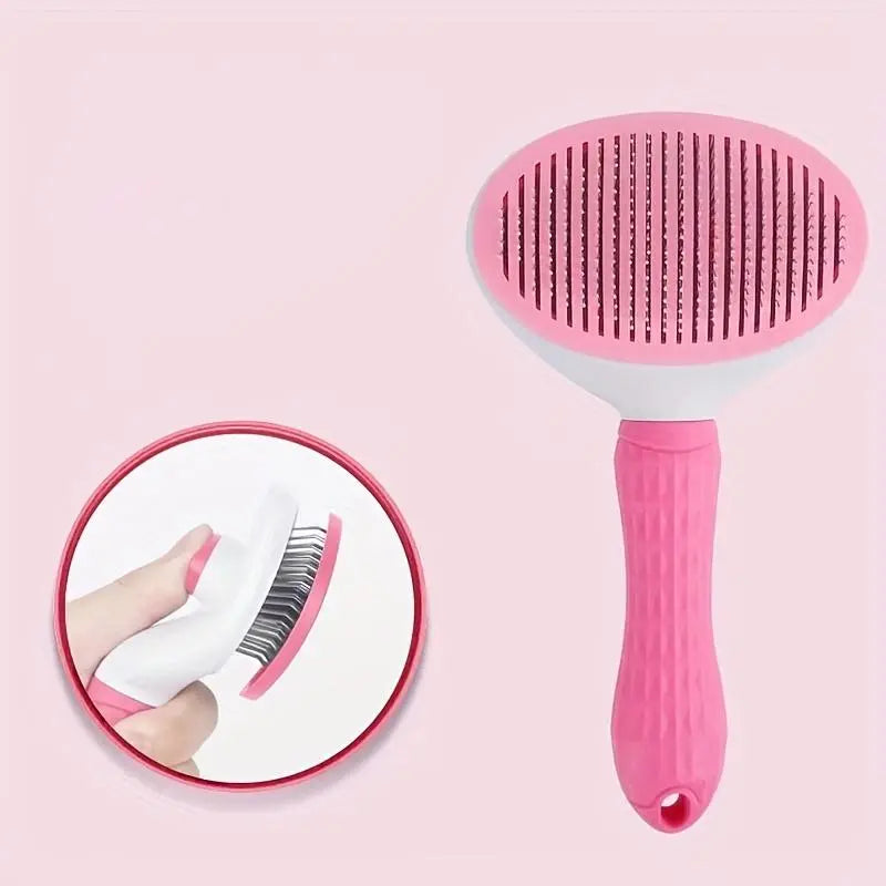 Pet Hair Removal Comb, 1 Count Pet Grooming Brush, One-Click Cleaning Pet Hair Remover, Dog & Cat Grooming Supplies, Dog & Cat Accessories, Groomer Tools