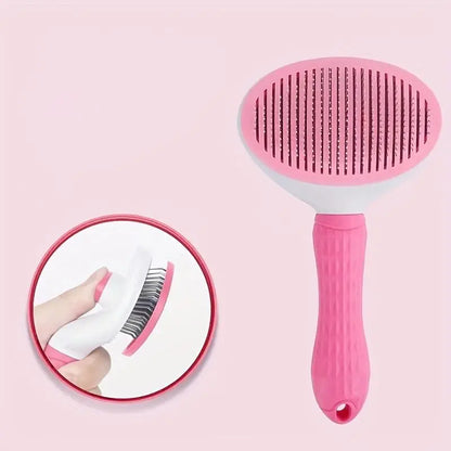 Pet Hair Removal Comb, 1 Count Pet Grooming Brush, One-Click Cleaning Pet Hair Remover, Dog & Cat Grooming Supplies, Dog & Cat Accessories, Groomer Tools