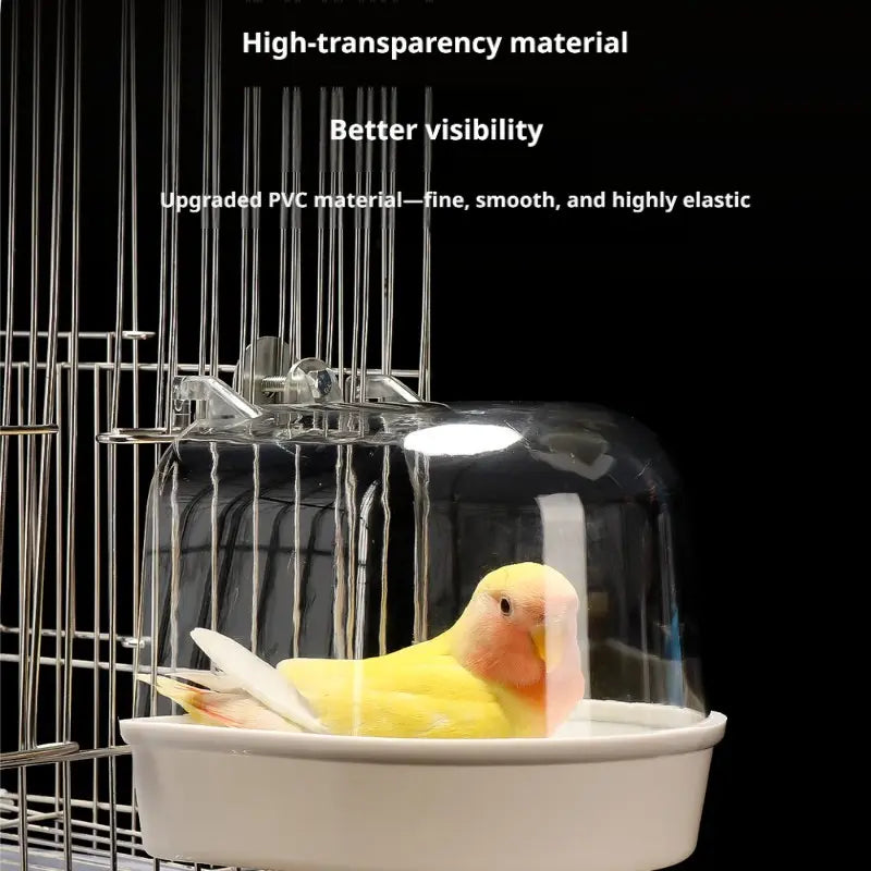 Large Transparent Bird Bath Box, Portable Durable PP Pet Bathtub, Waterproof Easy Carry Toy for Parrots and Finches, Bird Supplies