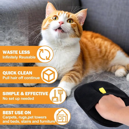 Electrostatic Pet Hair Removal Glove - Deshedding Grooming Tool with Silicone Teeth, Reusable, Easy Horizontal Use, Quick Cleanup, Multi-Surface for Dogs & Cats (Carpet, Couch),Summervibes