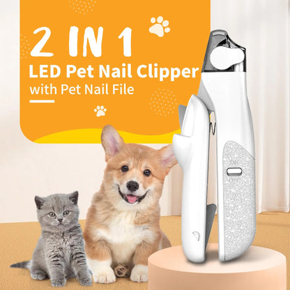 2 in 1 Pet Nail Clipper, with LED Light for Pet with the Light Nails,Precise Cat & Dog Nail Trimmer for Safe Summervibes