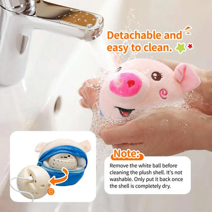 Cute Sensory Pig-Shaped Interactive Dog Toy, Rechargeable Jumping Squeaky Chew Toy with Recording & Music Modes, Moving Pet Supply for Play Engagement with All Dog Sizes