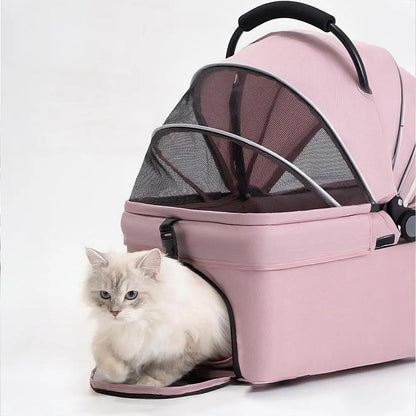 Pawzseek Pet Stroller for Cats Dogs Foldable Design with Sun Rain Cover Breathable Mesh Panel Storage Bag Outdoor