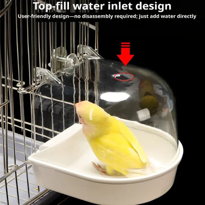 Large Transparent Bird Bath Box, Portable Durable PP Pet Bathtub, Waterproof Easy Carry Toy for Parrots and Finches, Bird Supplies