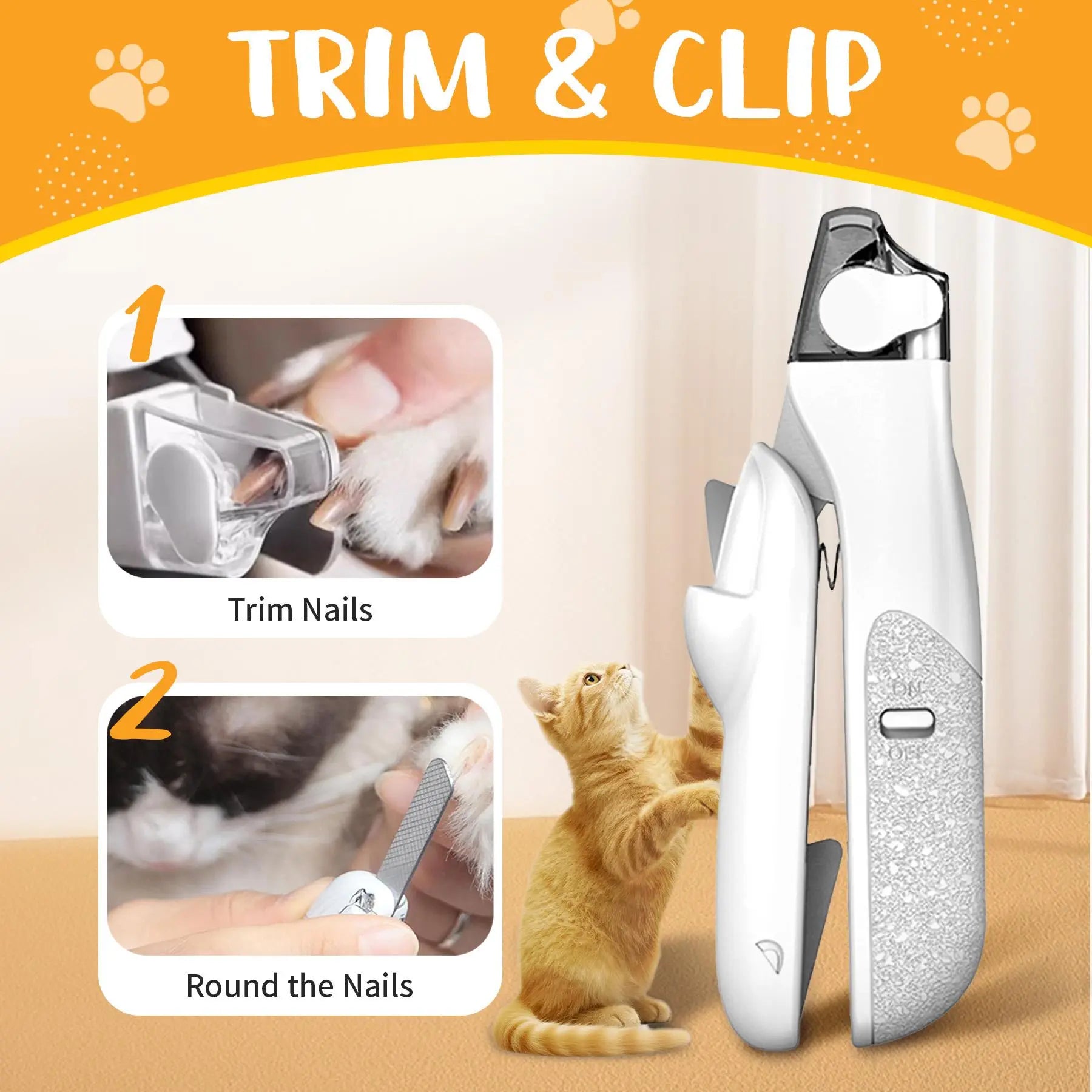 2 in 1 Pet Nail Clipper, with LED Light for Pet with the Light Nails,Precise Cat & Dog Nail Trimmer for Safe Summervibes