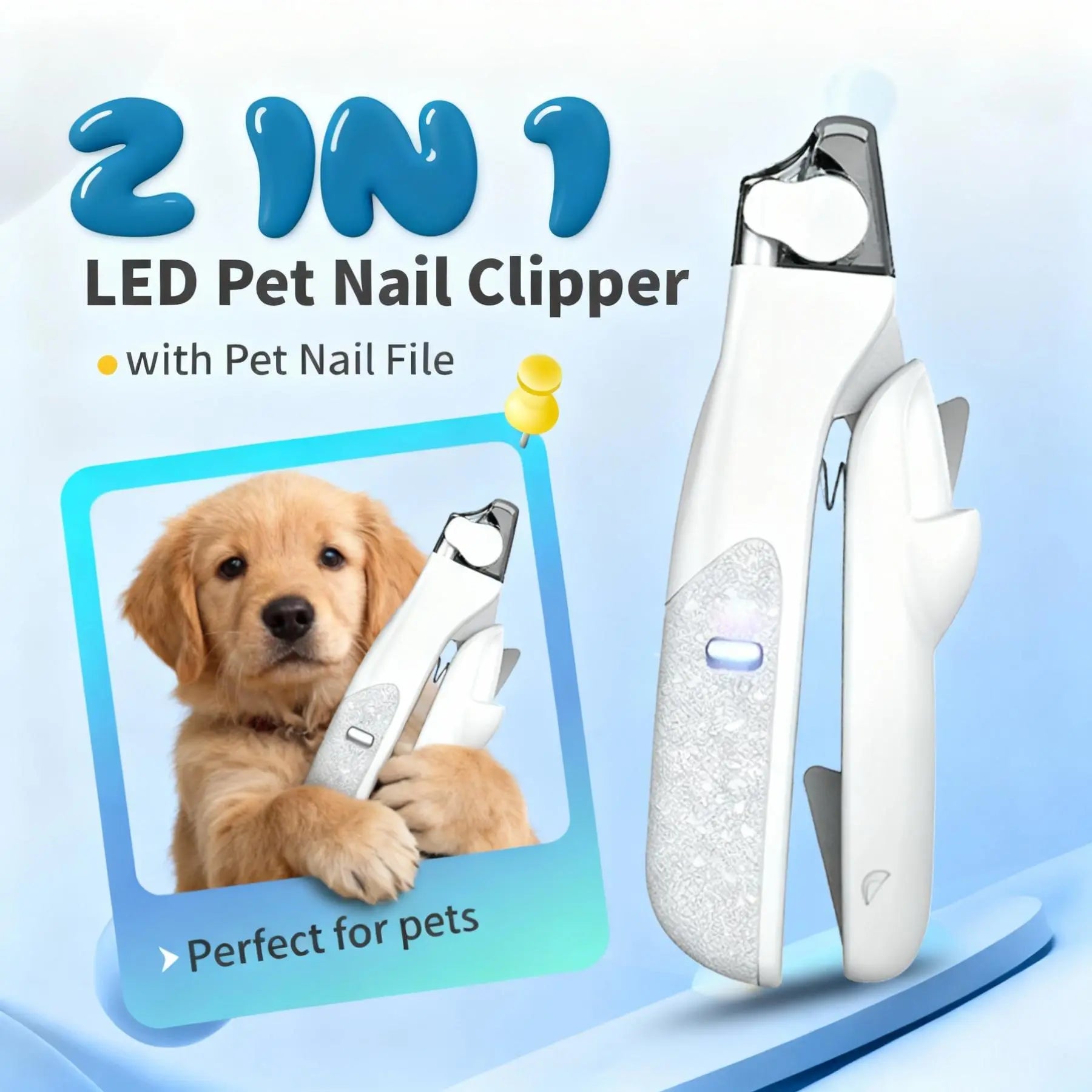 2 in 1 Pet Nail Clipper, with LED Light for Pet with the Light Nails,Precise Cat & Dog Nail Trimmer for Safe Summervibes